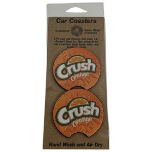 Car Coasters Orange Crush Soda Pop Beverage Set of 2 Neoprene Absorbent